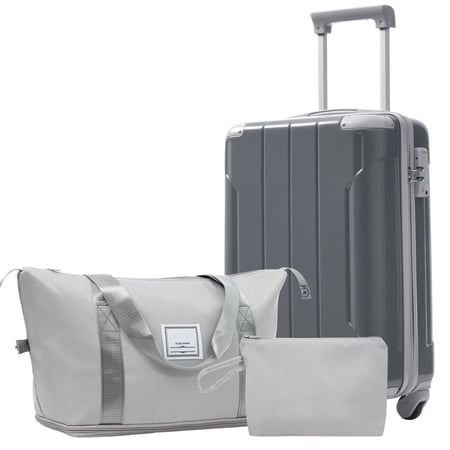 Euroco 20 Inch Carry On Luggage Set 3 Piece,ABS Hardshell Lightweight Suitcase with Spinner Wheels & TSA Lock,Airline Approved Suitcase set for Weedend Getaways,Business Travel,Cool Gray