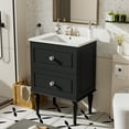 thumbnail image 1 of Euroco 24'' Bathroom Vanity Cabinet with Ceramic Sink Combo Set, Solid Wood Frame Modern Bathroom Storage Cabinet with 2 Drawers, 1 of 9