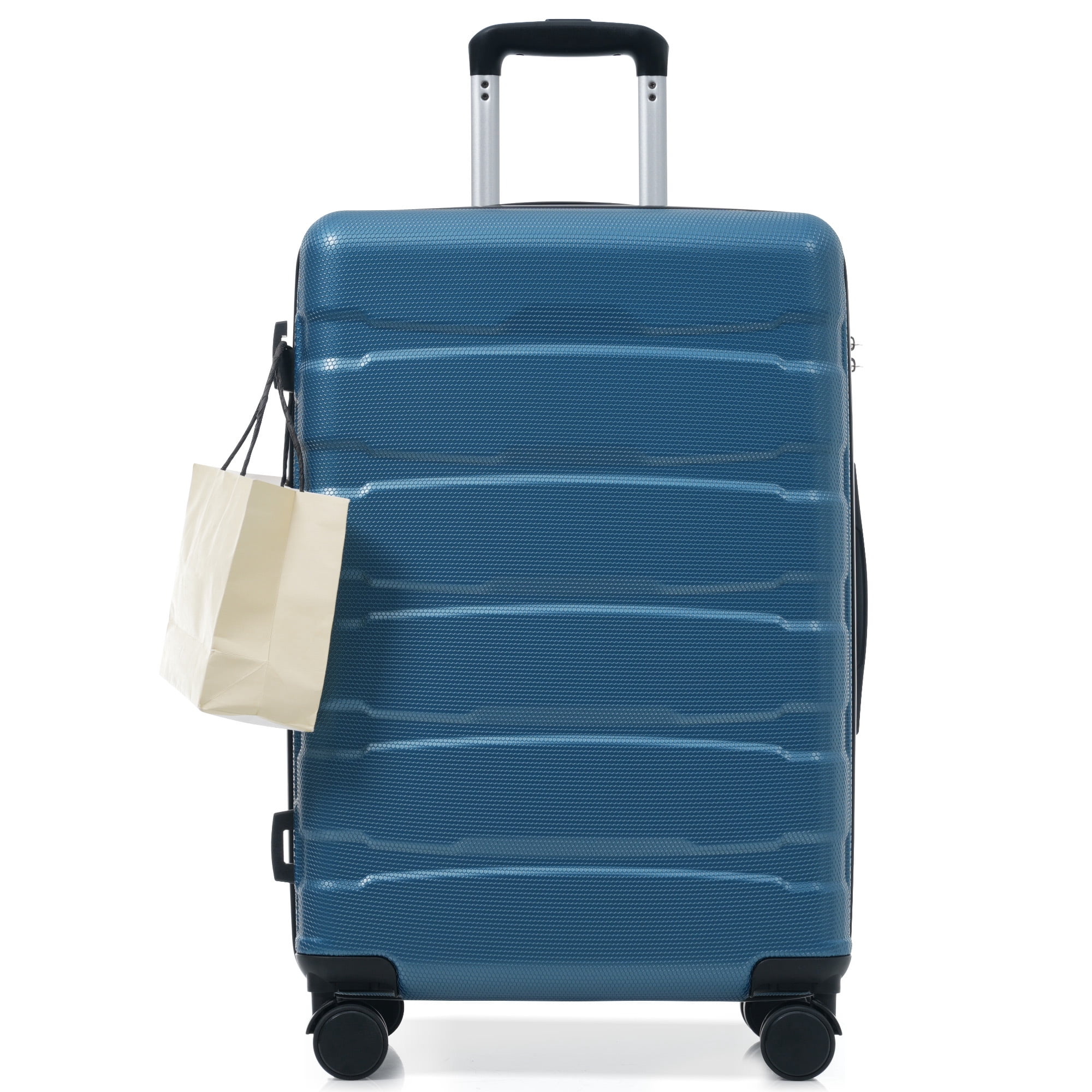 Euroco 24" Expandable Checked Luggage, ABS Hardshell Medium Suitcase with Spinner Wheels,TSA Lock, Lightweight Durable Travel Luggage for Men Women,Blue