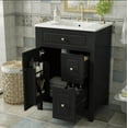 thumbnail image 1 of Euroco 24-Inch Bathroom Vanity with Ceramic Sink, 1 Soft Close Door, 2 Soft Close Drawers, and Double Storage Racks on the Door, 1 of 7