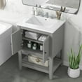 thumbnail image 1 of Euroco 24" Modern Sleek Bathroom Vanity with Elegant Ceramic Sink, Solid Wood Frame, and Open Style Shelf, 1 of 9