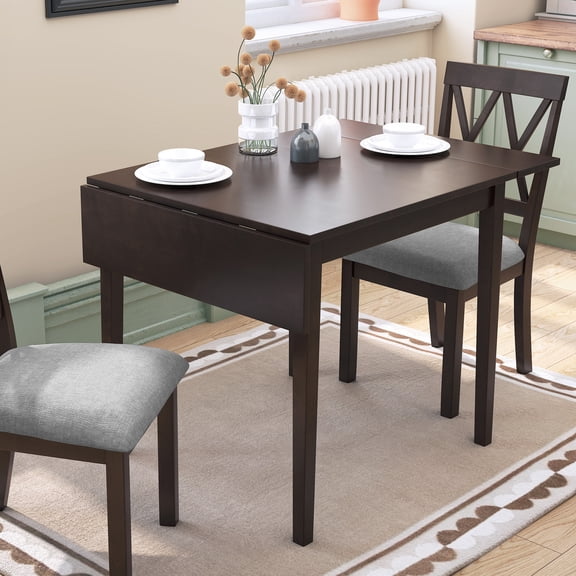 Euroco 29"- 45" Extendable Dining Table for 4, Folding Kitchen Table with Wood Legs for Kitchen, Dining Room,Living Room,Small Spaces,Espresso