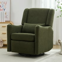 Euroco 29.5'' Wide Wingback Swivel Rocker Recliner Chair, Glider Rocker Recliner, Rocking Chair Nursery for Living Room Bedroom Apartment,Teddy Fleece,Seaweed Green