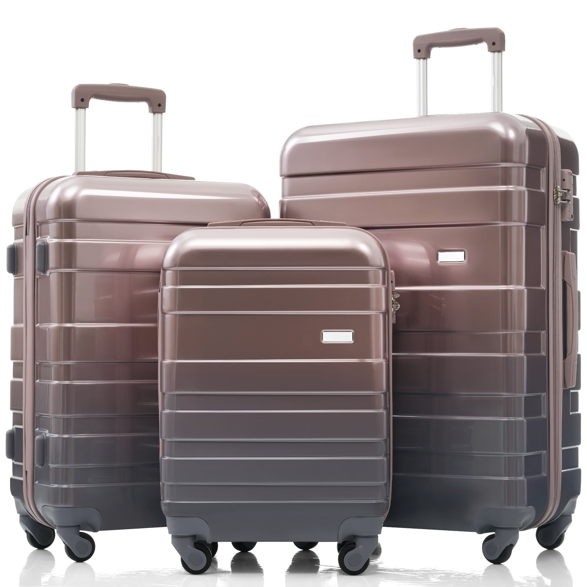 Euroco 3 Piece Luggage Sets,ABS Hardside Suitcase Set with TSA Lock and Spinner Wheels,Lightweight Travel Luggage set (20"/24"/28") for Men Women,Golden