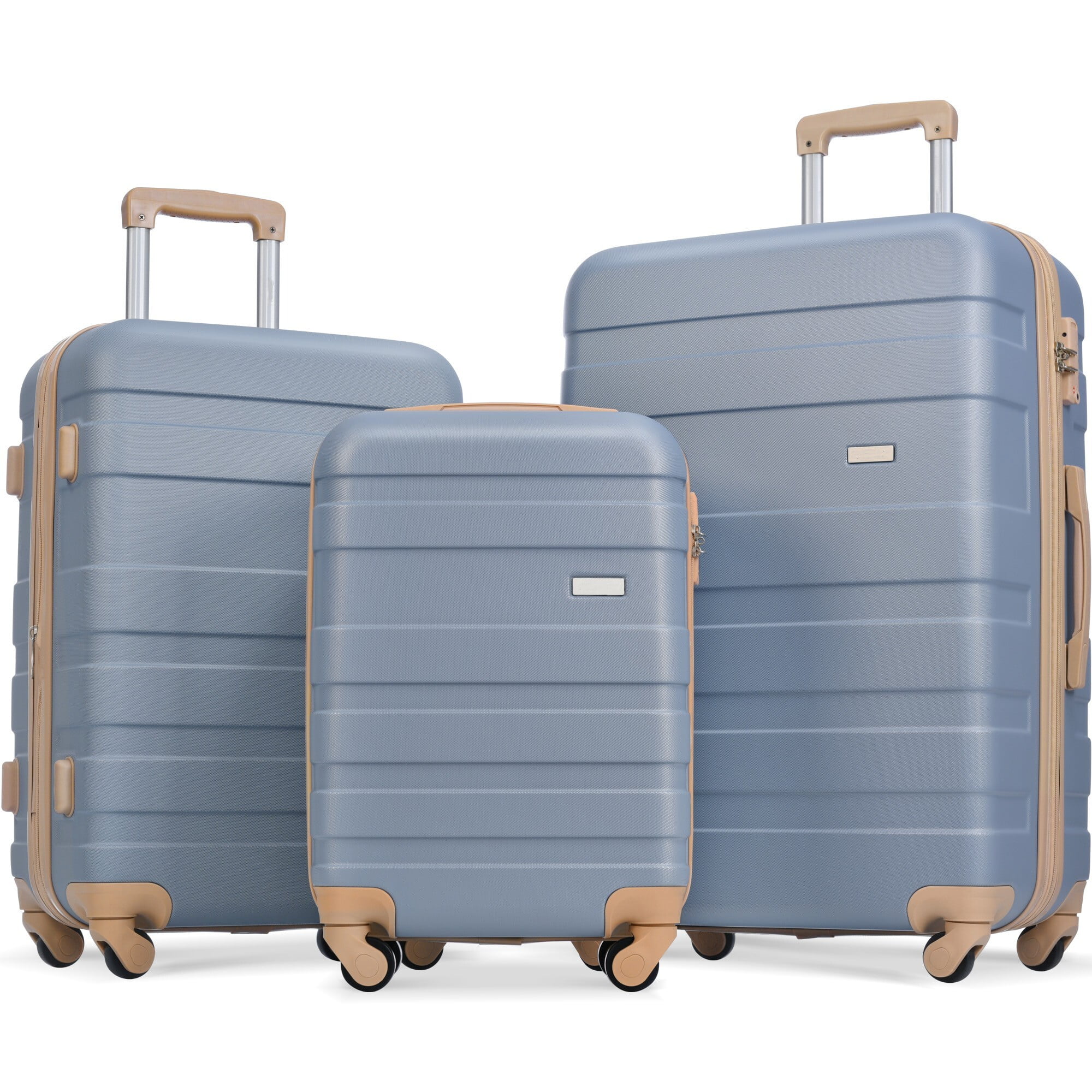 Euroco 3 Piece Luggage Sets,ABS Hardside Suitcase Set with TSA Lock and Spinner Wheels,Lightweight Travel Luggage set (20"/24"/28") for Men Women,Light Blue