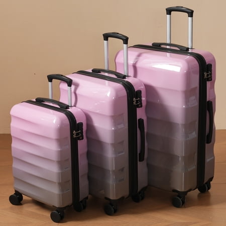 Euroco 3 Piece Luggage Sets,ABS+PC Expandable Hardshell Suitcase with Spinner Wheels and TSA Lock,Lightweight Durable Travel Suitcase Set(20"/24"/28"),Gray Pink