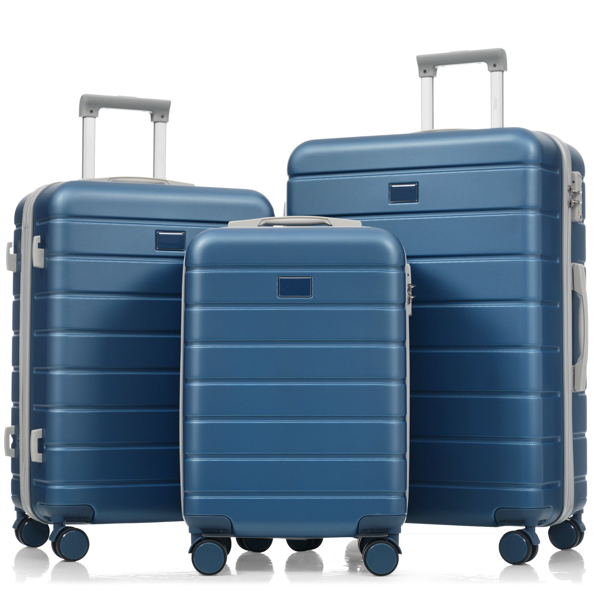 Euroco 3 Piece Luggage Sets, Lightweight Durable ABS Suitcase with Spinner Wheels and TSA Lock for Men Women(20"/24"/28"),Blue