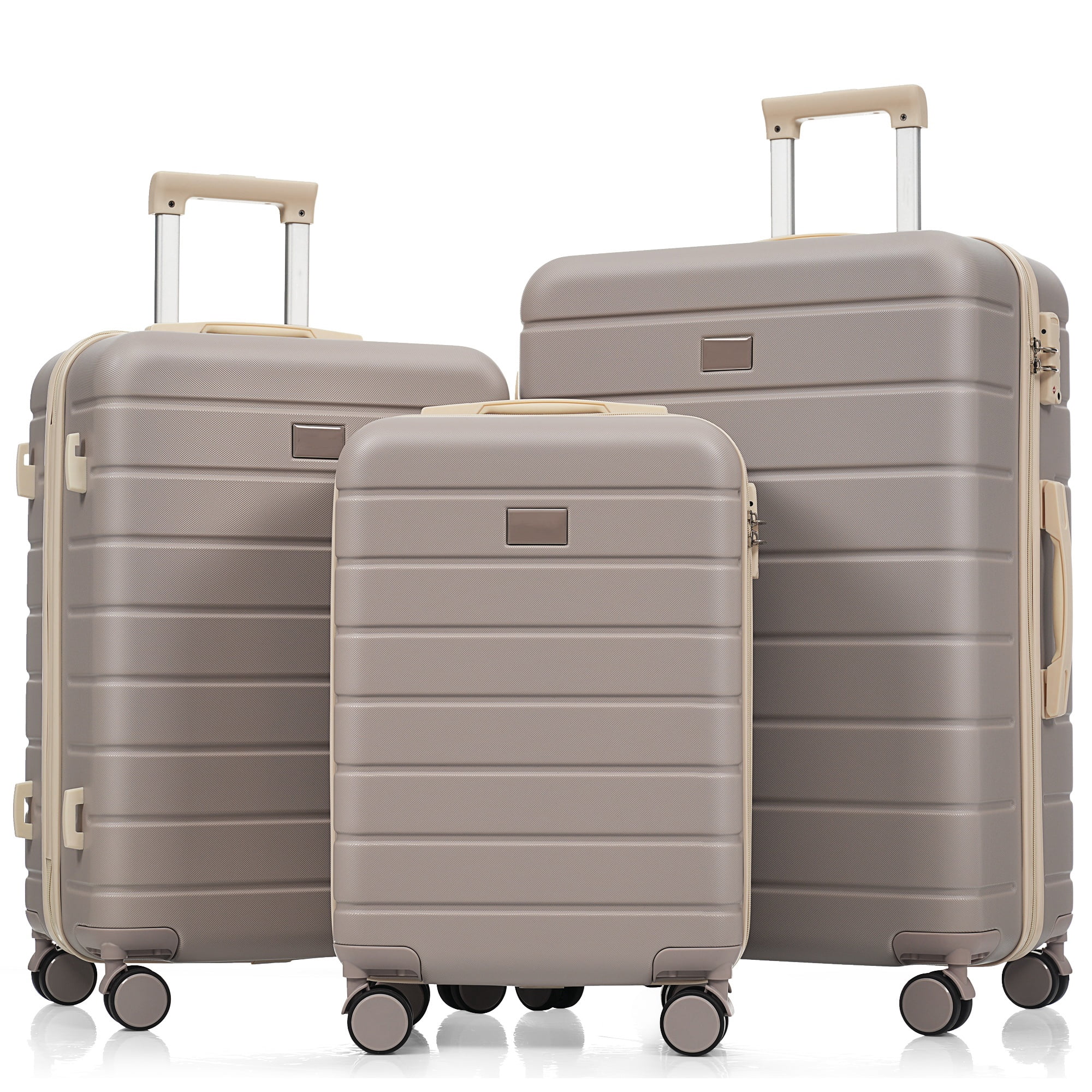 Euroco 3 Piece Luggage Sets, Lightweight Durable ABS Suitcase with Spinner Wheels and TSA Lock for Men Women(20"/24"/28"),Brown
