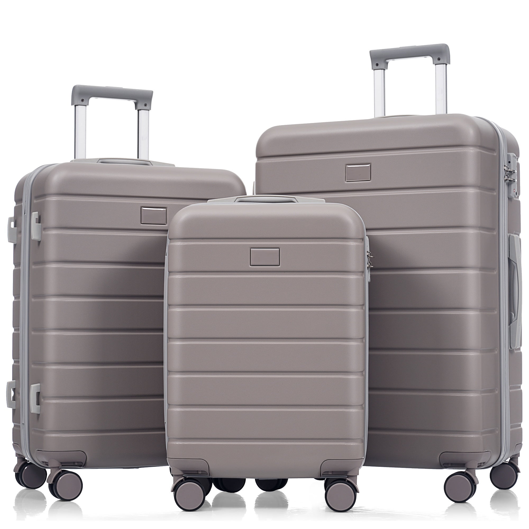 Euroco 3 Piece Luggage Sets, Lightweight Durable ABS Suitcase with Spinner Wheels and TSA Lock for Men Women(20"/24"/28"),Light Brown
