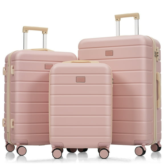 Euroco 3 Piece Luggage Sets, Lightweight Durable ABS Suitcase with Spinner Wheels and TSA Lock for Men Women(20"/24"/28"),Pink