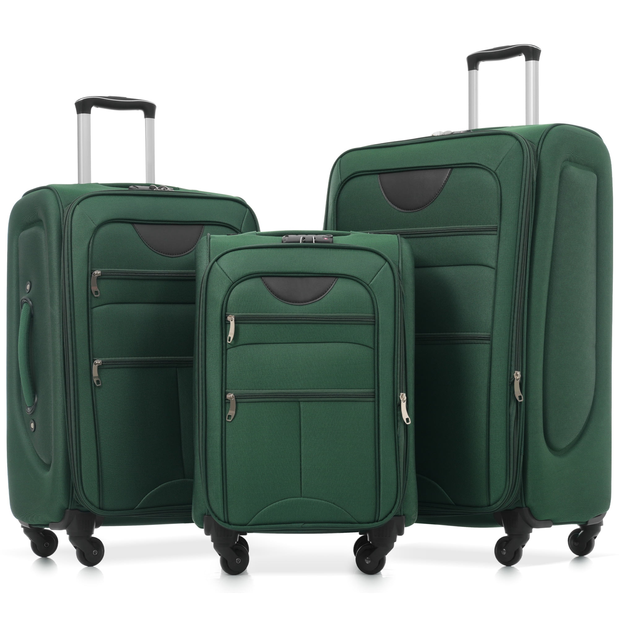 Euroco 3 Piece Softside Luggage Set,Expandable Suitcase Set with TSA Lock Spinner Wheels,Lightweight Travel Suitcase for Men Women,22/26/30 IN,Dark Green
