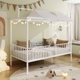 thumbnail image 1 of Euroco 3-in-1 Convertible Montessori Metal Bed, Toddler Bed, Floor Bed, Platform Bed,Modern Minimalist Design Canopy Bed Flame, Easy Assembly, Twin Size, White, 1 of 15