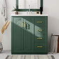 thumbnail image 1 of Euroco 30'' Bathroom Vanity with Ceramic Sink Combo, Solid Wood Frame Bathroom Storage Cabinet, Freestanding Vanity Set with 3 Drawers& Soft Closing Doors, 1 of 9