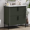 thumbnail image 1 of Euroco 30" Bathroom Vanity with Ceramic Sink and Full-Extension Drawers, Soft Close Undermount Drawer Slides, Fluted Design, Green, 1 of 9