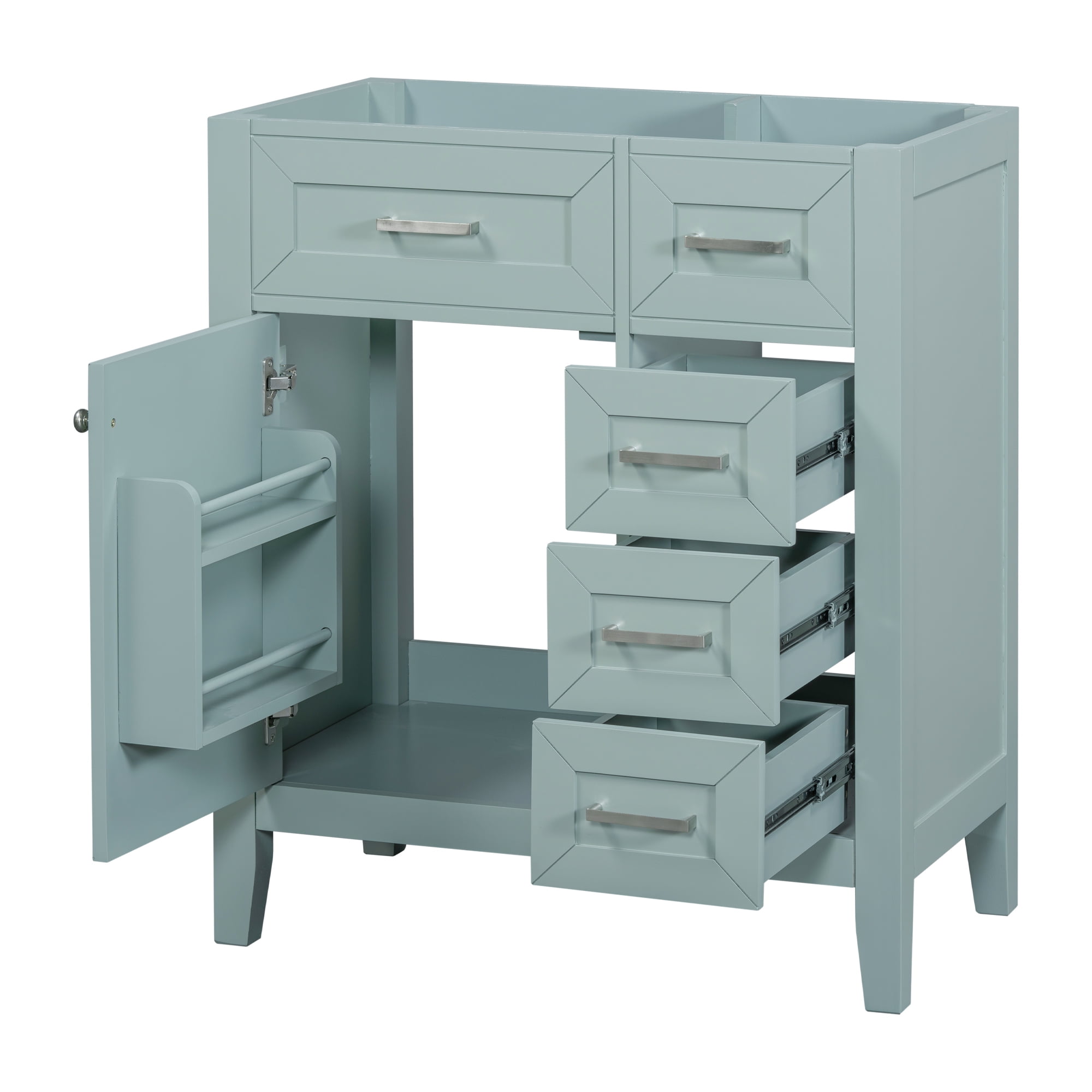 Euroco 30" Bathroom Vanity without Sink, Cabinet Base Only, Bathroom Cabinet with Drawers, Solid Frame and MDF Board, Green
