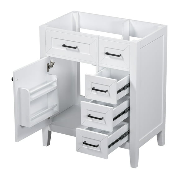 Euroco 30" Bathroom Vanity without Sink, Cabinet Base Only, Bathroom Cabinet with Drawers, Solid Frame and MDF Board, White