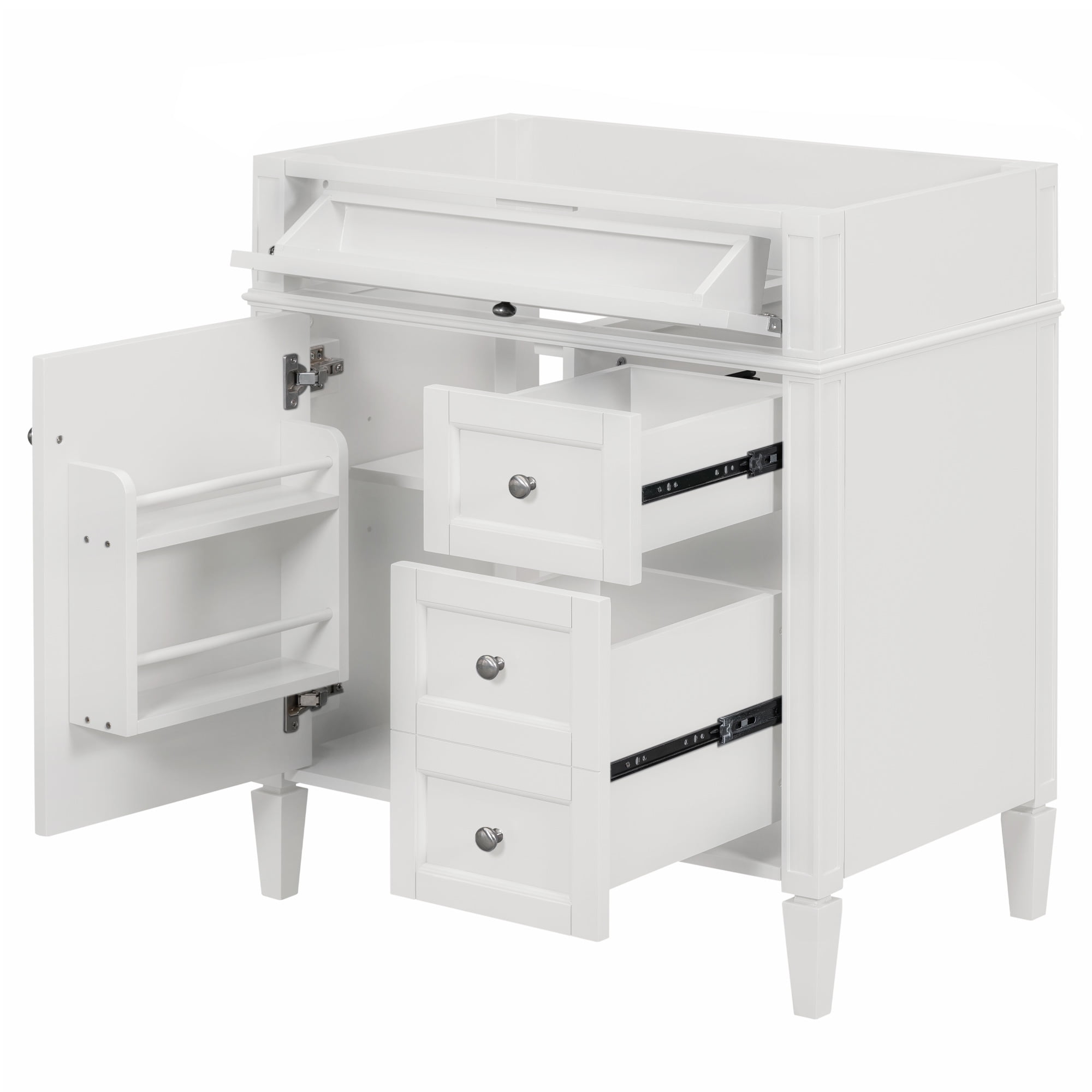 Euroco 30'' Bathroom Vanity without Top Sink, Modern Bathroom Storage Cabinet with 2 Drawers and a Tip-out Drawer (NOT INCLUDE BASIN)