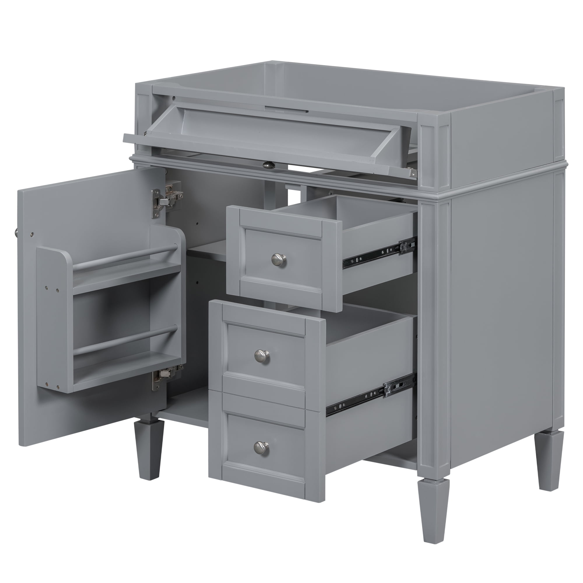 Euroco 30'' Bathroom Vanity without Top Sink, Modern Bathroom Storage Cabinet with 2 Drawers and a Tip-out Drawer (NOT INCLUDE BASIN)