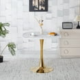 thumbnail image 1 of Euroco 31.5" Small Square Dinning Table for 2 ,Mid-Century Tulip Table with Metal Pedestal Base,Modern Leisure Table for Small Space Kitchen Dining Room,Golden, 1 of 7