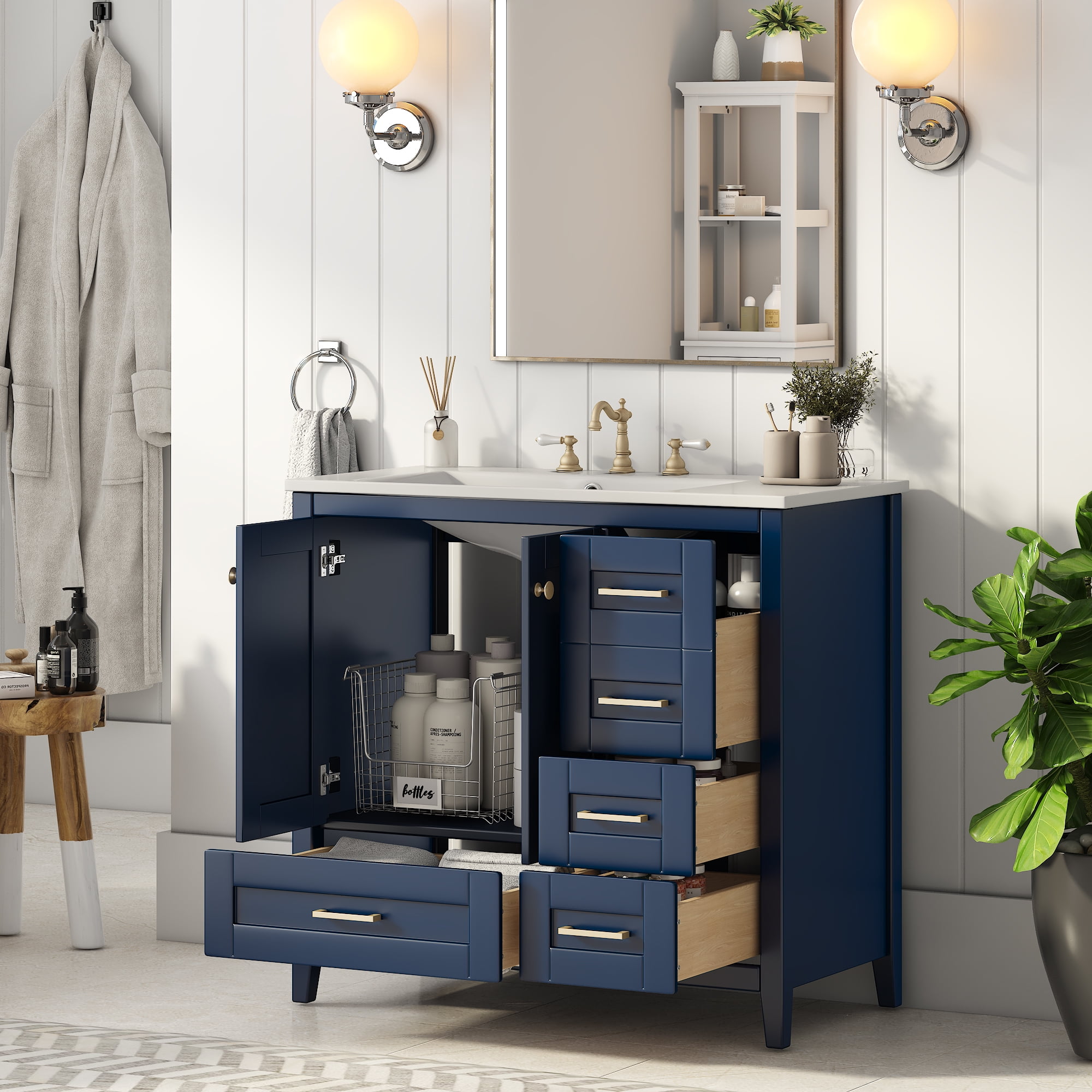 Euroco 36'' Bathroom Vanity with Sink Combo Set, Modern Bathroom ...