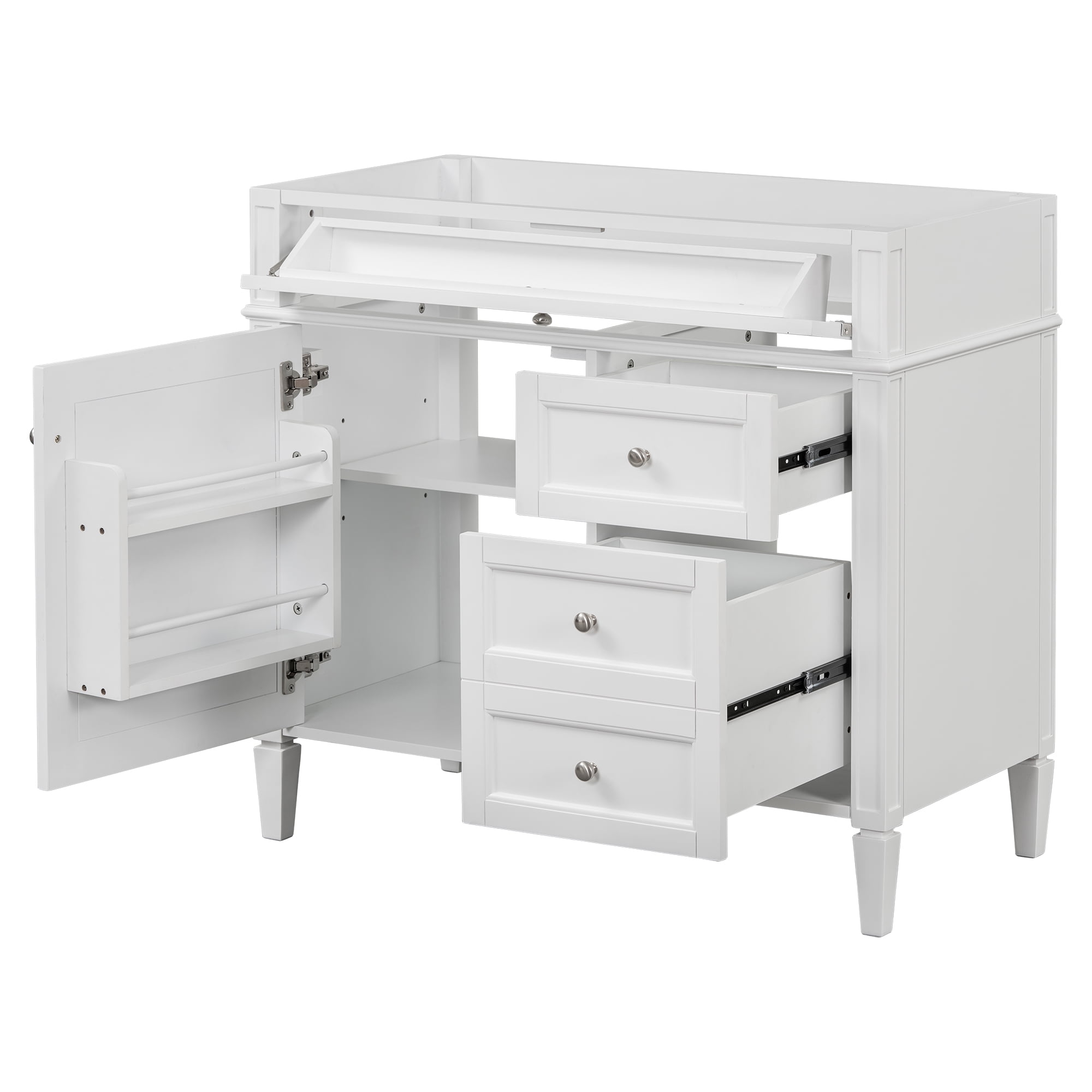 Euroco 36'' Bathroom Vanity without Top Sink, Modern Bathroom Storage Cabinet with 2 Drawers and a Tip-out Drawer, Solid Wood Frame (NOT INCLUDE BASIN SINK)