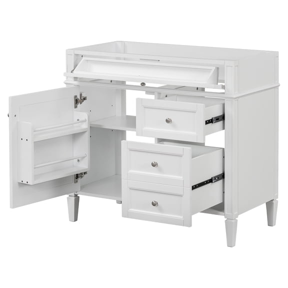 Euroco 36'' Bathroom Vanity without Top Sink, Modern Bathroom Storage Cabinet with 2 Drawers and a Tip-out Drawer, Solid Wood Frame (NOT INCLUDE BASIN SINK)