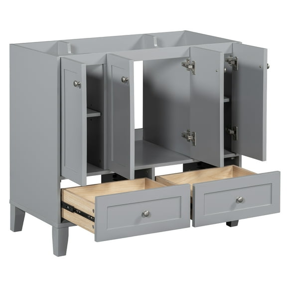 Euroco 36" Freestanding Bathroom Vanity with Sink, Adjustable Shelves, Soft-Close Doors and Drawers, Solid Wood Frame