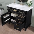 thumbnail image 1 of Euroco 36 Inch Bathroom Vanity with Ceramic Sink Top, Solid Wood Frame, MDF & Poplar Cabinet, Flip Drawers, Adjustable Shelf, and Zinc Alloy Handles(Faucet Not Included), 1 of 9