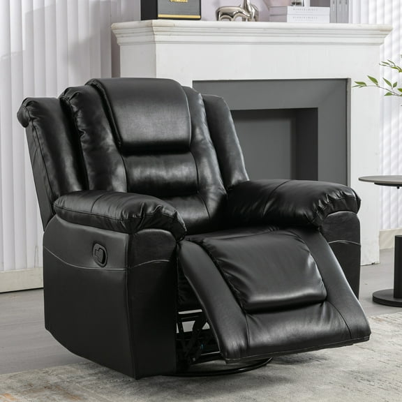 Euroco 360°Swivel and Rocking Home Theater Recliner Manual Recliner Chair with Wide Armrest for Living Room,Bedroom, Black