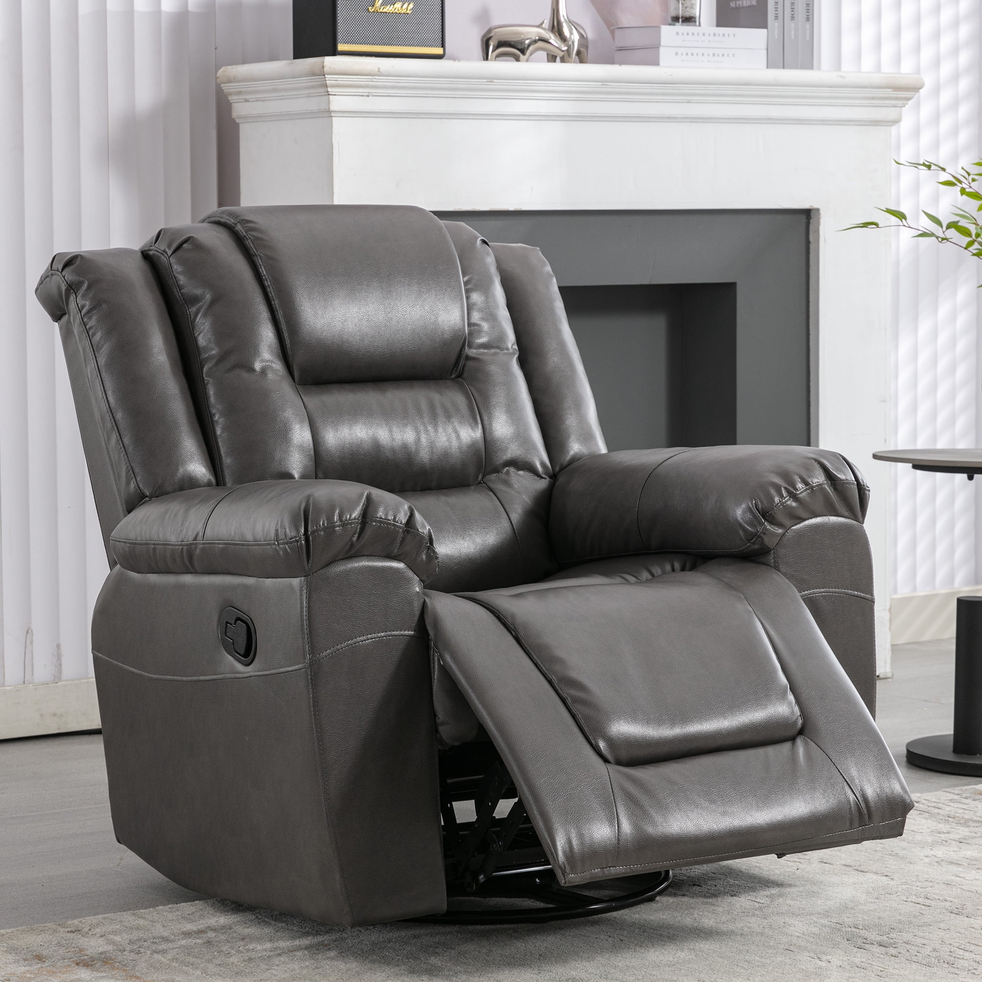 Euroco 360°Swivel and Rocking Home Theater Recliner Manual Recliner Chair with Wide Armrest for Living Room,Bedroom, Grey