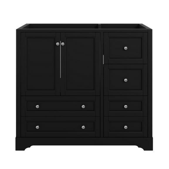Euroco 36inch Bathroom Vanity without Sink, Solid Wood Freestanding Bathroom Vanities with 4 Storage Drawers and Shelf, Soft Closing Doors (NOT INCLUDE BASIN SINK)