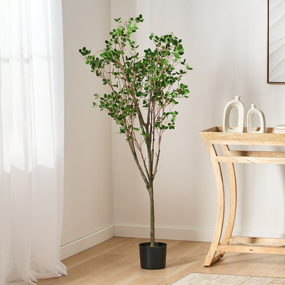 Euroco 4.9FT Artificial Milan Leaf Bonsai Tree,Realistic Faux Plant with pot for Home Office Indoor Outdoor Decor