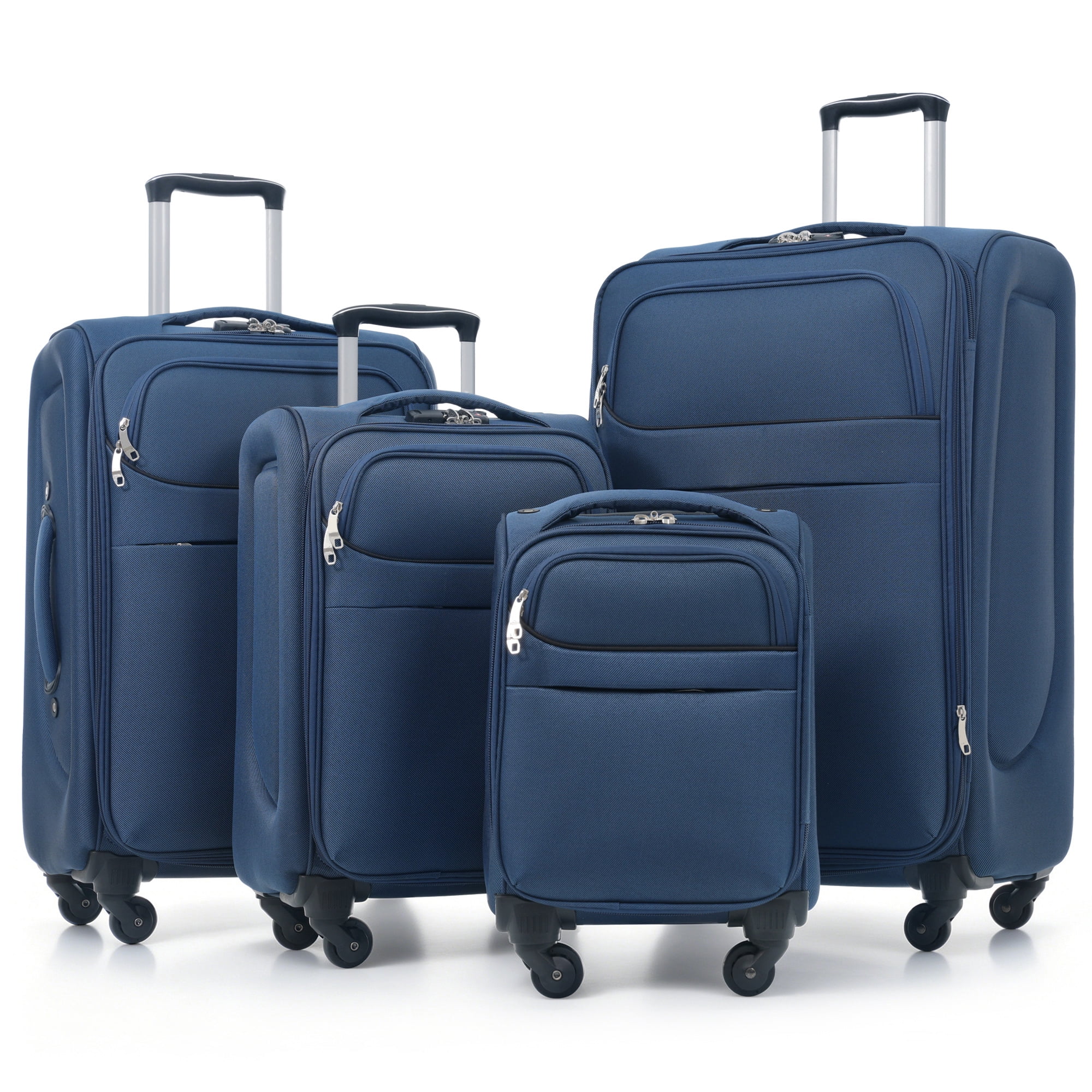 Euroco 4 Piece Softside Luggage Set, Expandable Suitcase Set with TSA Lock and Spinner Wheels, Lightweight Durable Suitcase for Men Women Travel(18"/22"/26"/30") ,Deep Blue