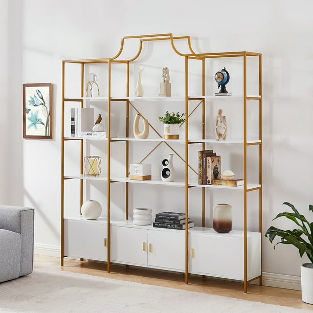 Euroco 4 Tiers Bookcase 78" Display Shelf with Storage Home Office Bookshelf with Metal