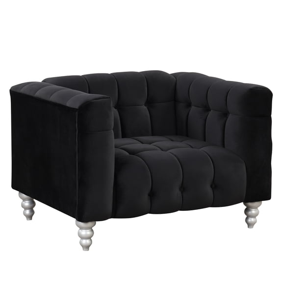 Euroco 42" Modern Sofa Tufted Upholstered Sofa for Living Room, Armchair Sofa, Black