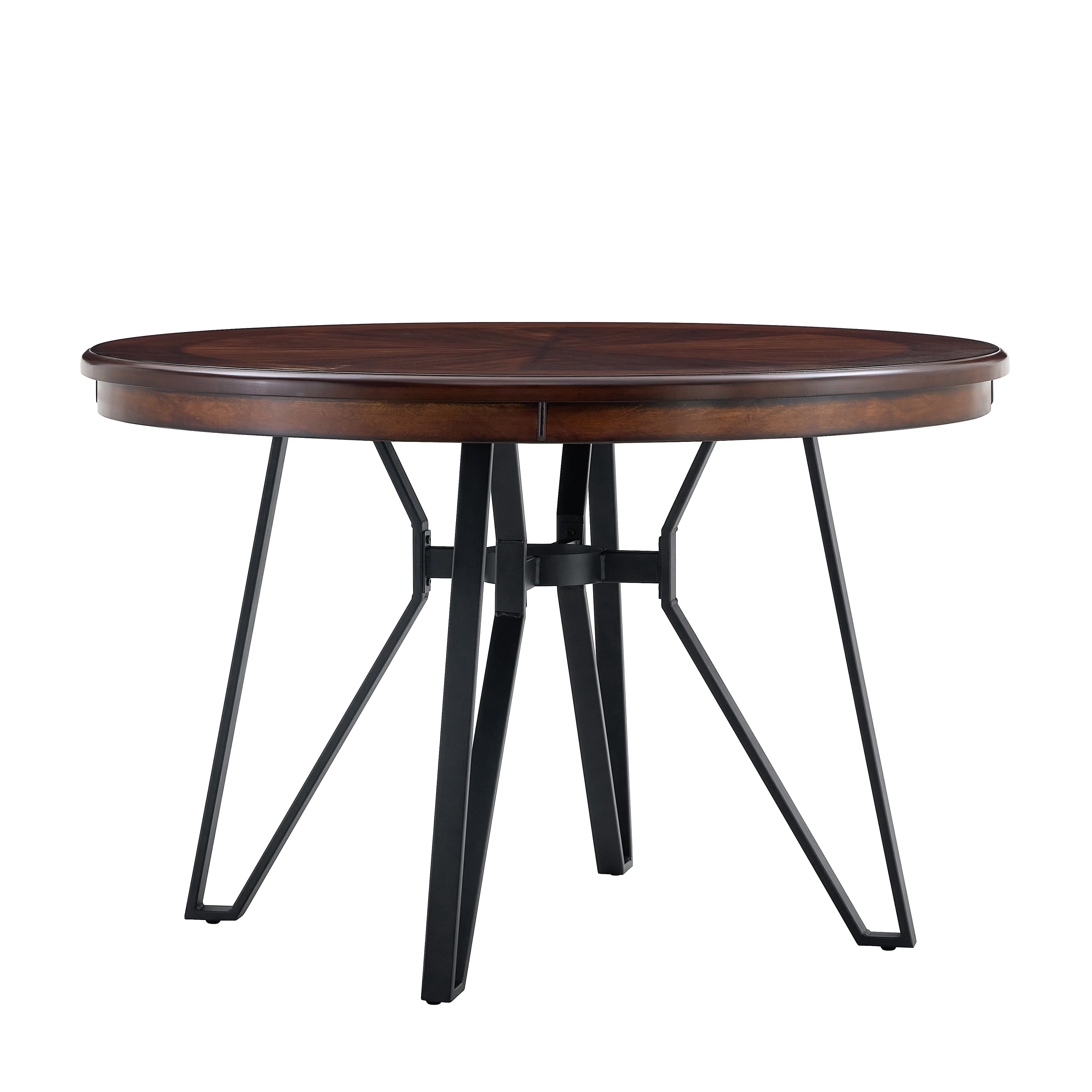 Euroco 46" Round Dining Table for 4, Modern Kitchen Table with Metal Legs for Kitchen Dining Room,Living Room,Small Spaces,Brown