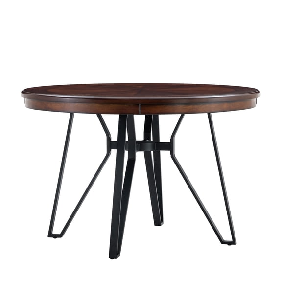 Euroco 46" Round Dining Table for 4, Modern Kitchen Table with Metal Legs for Kitchen Dining Room,Living Room,Small Spaces,Brown