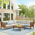 thumbnail image 1 of Euroco 5-Person Outdoor Acacia Wood Sofa Set, Patio Conversation Set with Beige Cushion for Backyard Balcony Garden, 1 of 8
