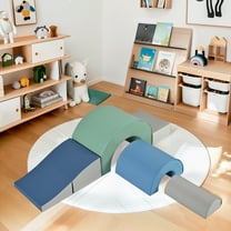 Euroco 5-Piece Climbing Toys for Toddlers,Soft Foam Climbing Blocks Set for Kids,PU Leather Gym Climb and Crawl Play Set for 1-2 Years Old