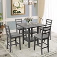 thumbnail image 1 of Euroco 5-Piece Counter Height Dining Table Set for 4,Wood Dining Table with 4  High Back Chairs & Open Storage Shelves,Kitchen Table Set for Small Space, 1 of 8