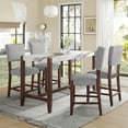 thumbnail image 1 of Euroco 5-Piece Counter Height Dining Table Set,Modern Dining Set with 4 Upholstered Chairs for Dining Room,White & Gray, 1 of 7
