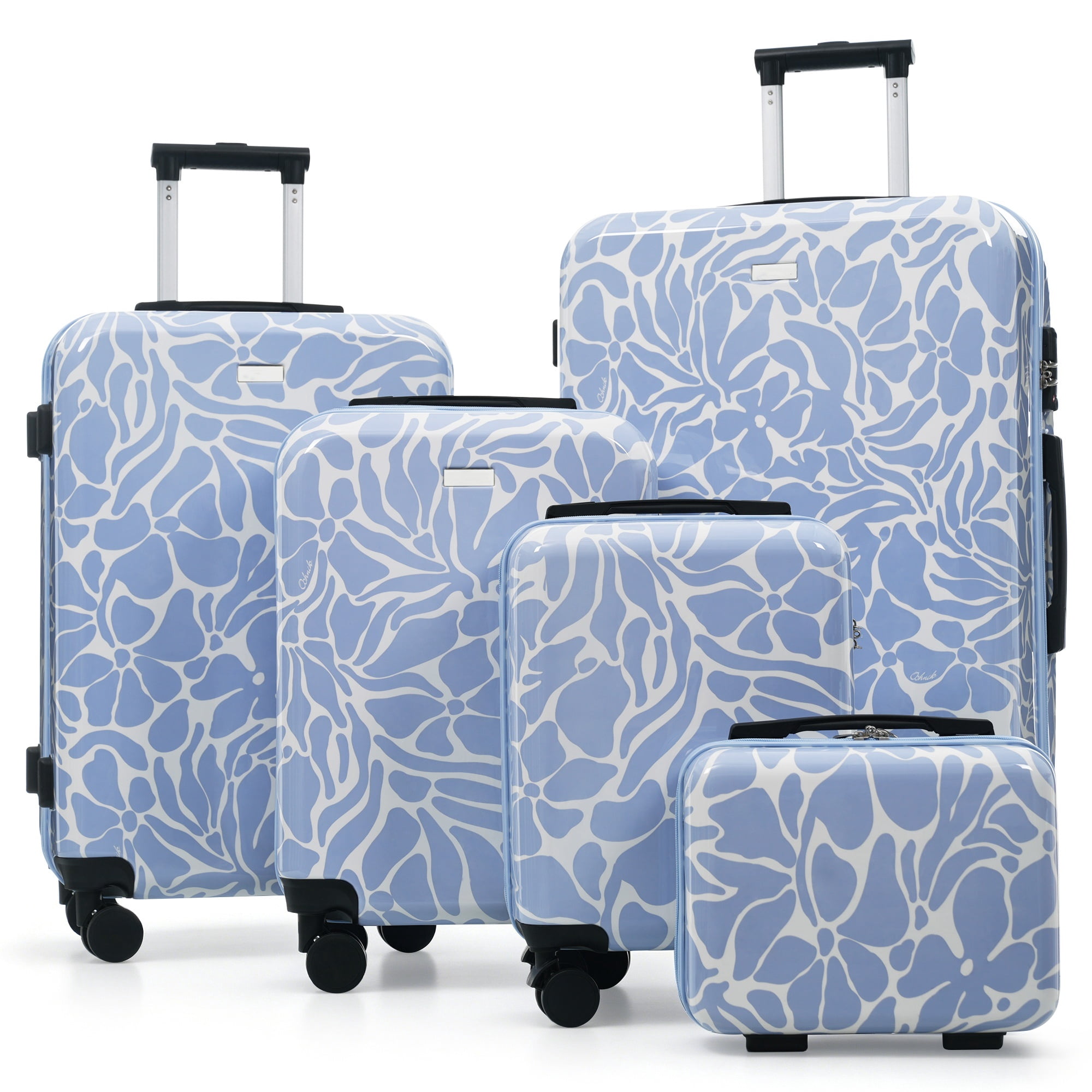 Euroco 5 Piece Luggage Sets,Hardside Suitcase Set with TSA Lock & Spinner Wheels,Lightweight Durable Travel Luggage for Men Women,14/16/20/24/28 Inch,Blue