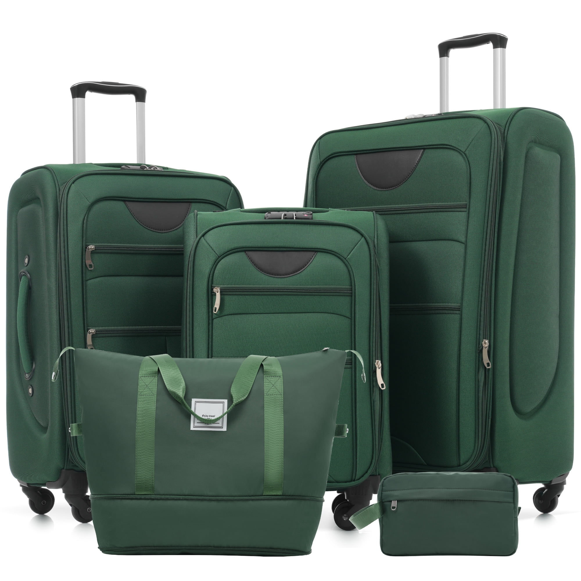 EUROCO 5 Piece Softside Luggage Set,Expandable Suitcase Set with