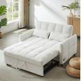 thumbnail image 1 of Euroco 52.8" Loveseat Sofa Pull-out Sofa Bed Tufted Sleeper Sofa with an Adjustable Backrest, Three USB Ports and Two Lumbar Pillows for Living Room, Beige, 1 of 7