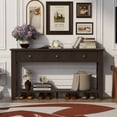 thumbnail image 1 of Euroco 55.4" Modern Console Table with 3 Drawers,2-Tier Sofa Table Behind Couch Entryway Table with Bottom Storage Shelf for Living Room,Foyer,Dark Coffee, 1 of 8
