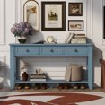 thumbnail image 1 of Euroco 55.4" Modern Console Table with 3 Drawers,2-Tier Sofa Table Behind Couch Entryway Table with Bottom Storage Shelf for Living Room,Foyer,Blue, 1 of 8