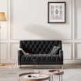 thumbnail image 1 of Euroco 55.5" Classic Sofa with Button Tufted Back, Plush Upholstered Sofa with Metal Legs, Black, 1 of 9