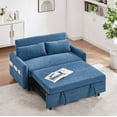 thumbnail image 1 of Euroco 55" Loveseat with Pull Out Bed, Sleeper Sofa with Adjustable Backrest, 2 Seater Couch with Pillows, Storage Pockets for Living Room, Blue, 1 of 13