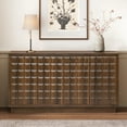 thumbnail image 1 of Euroco 58" Storage Cabinet with 3D Geometric Doors,Morden Buffet Sideboard Coffee Bar Cabinet with 4 Doors for Kitchen, Living Room, Brown, 1 of 8