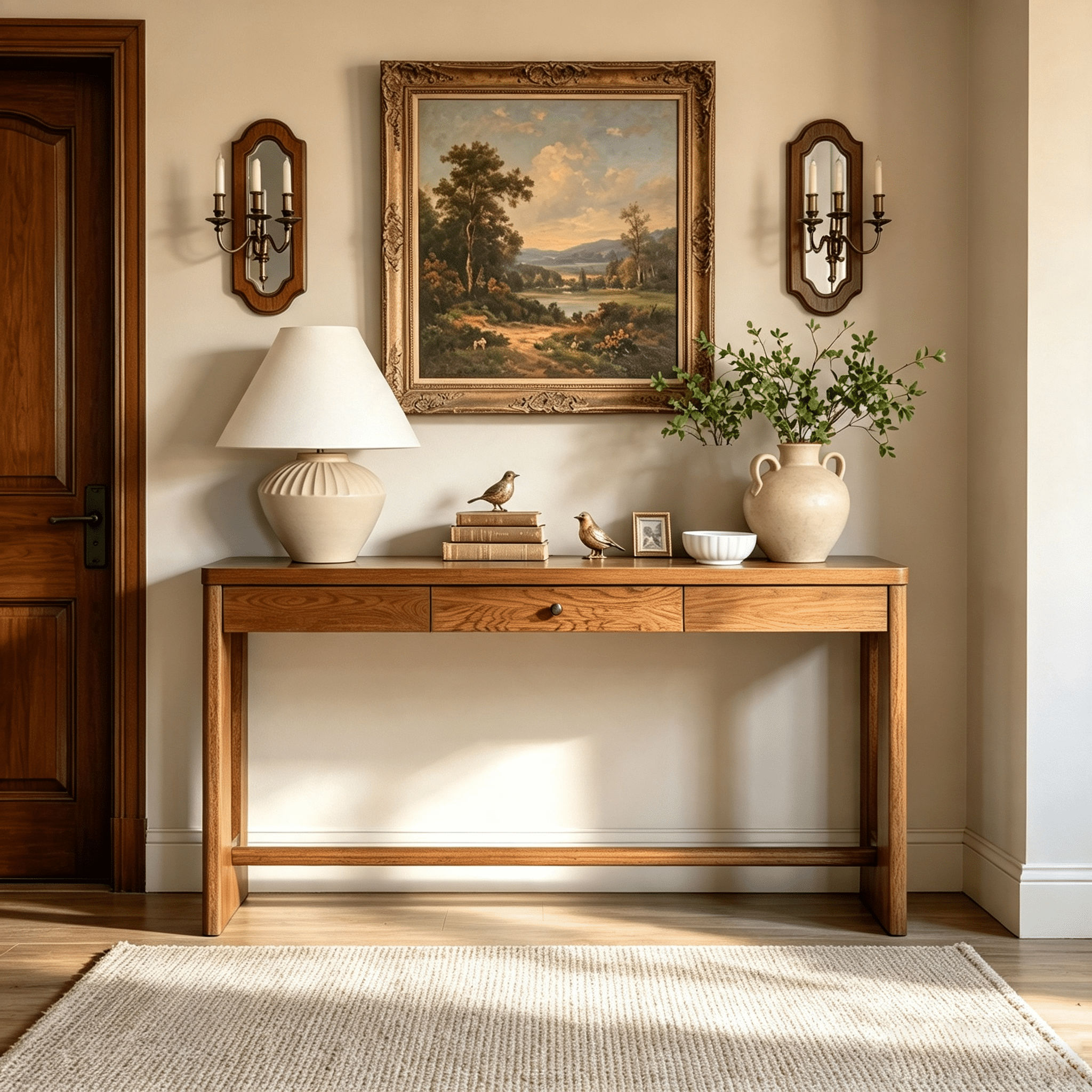 Euroco 59.8" Wood Console Table with Drawer,Modern Narrow Entryway Table with Oval Cutout Leg for Living Room, Foyer,Sofa Table Behind Couch,Brown